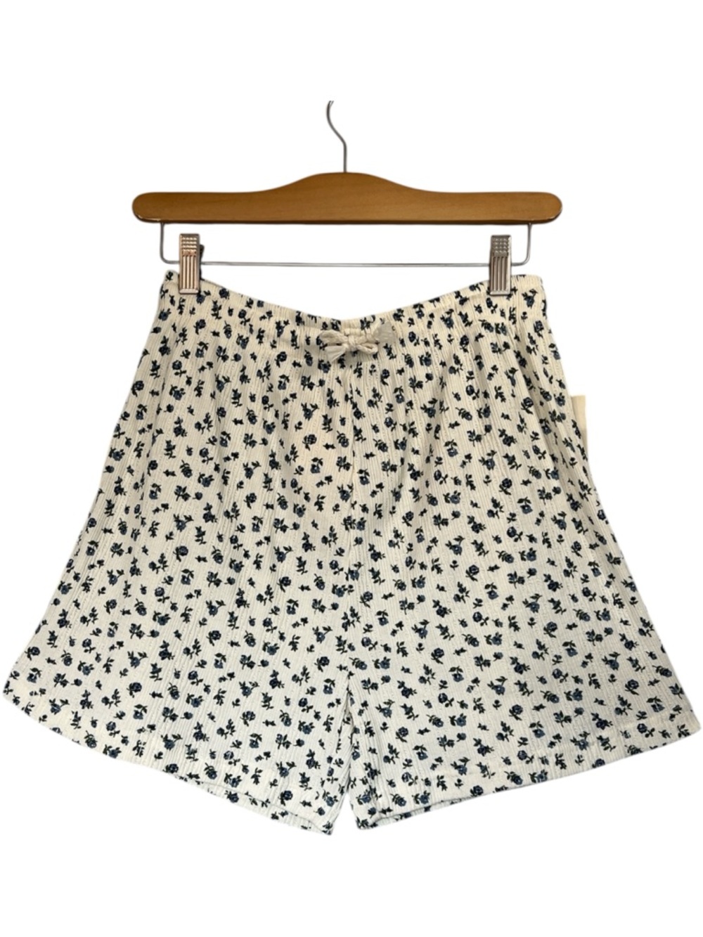 Vintage 90's One Step Up Floral High Rise Shorts with tags Size L Cream Blue